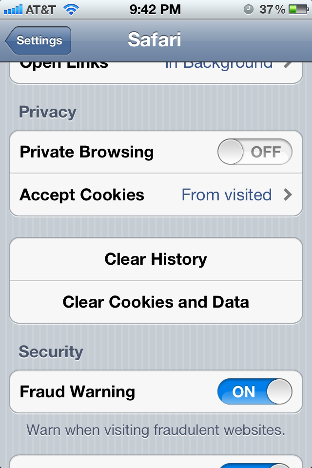 Screen shot of settings - sorry its so huge!